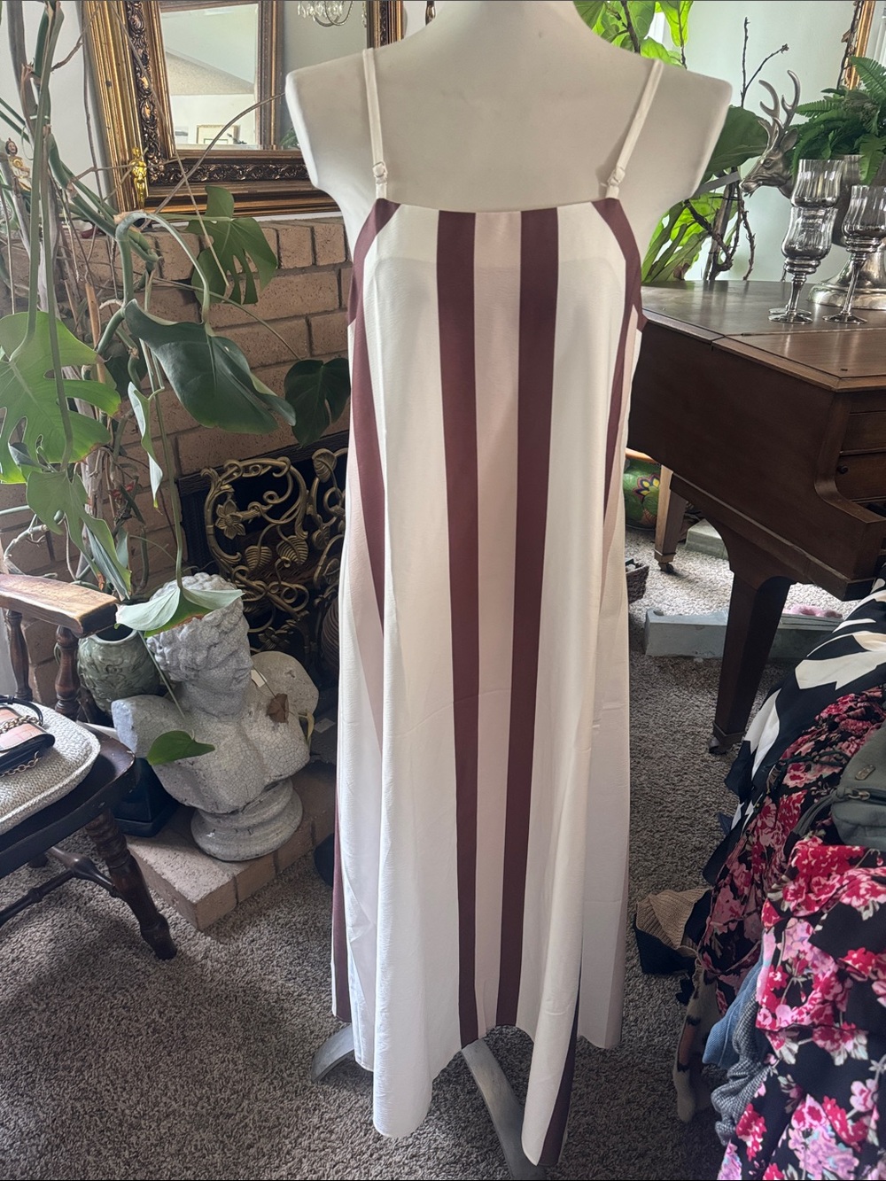 White and Mauve Stripe dress